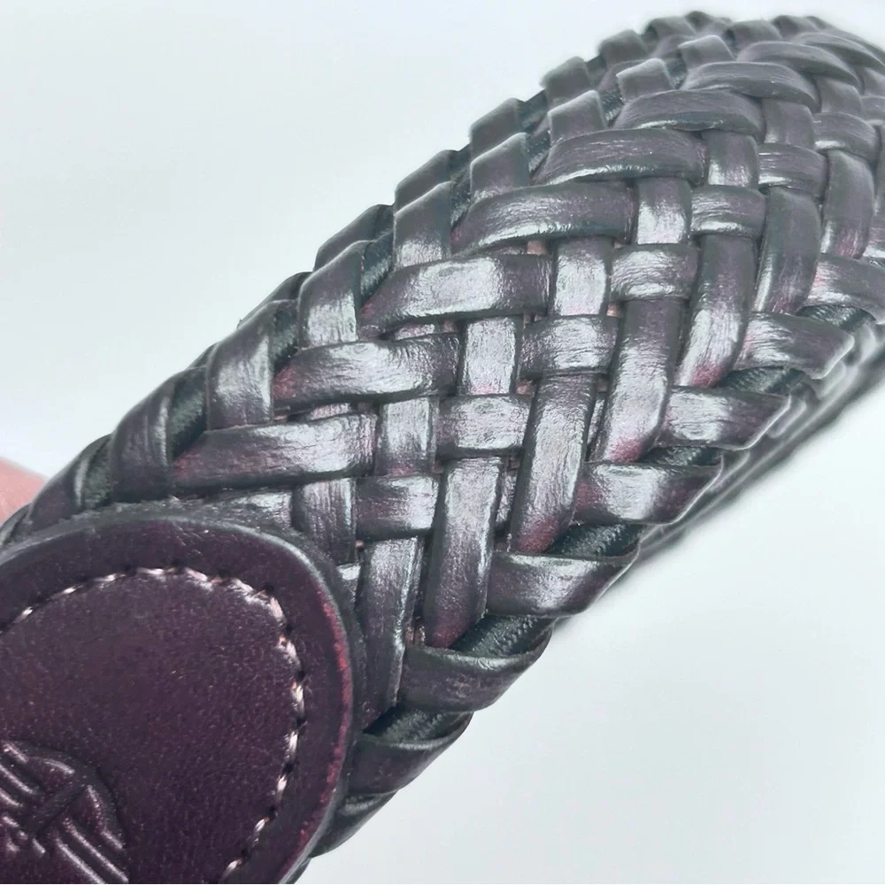 DOCKERS‎ Men’s Braided Genuine Leather Belt Dark Brown Silver Buckle Size 40/100
